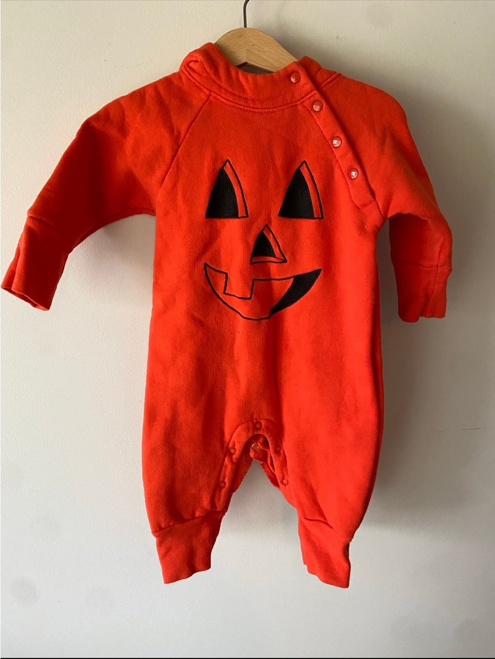 Vintage Talbots Kids Pumpkin One Piece Hooded Embroidered Outfit 6 Months 90’s